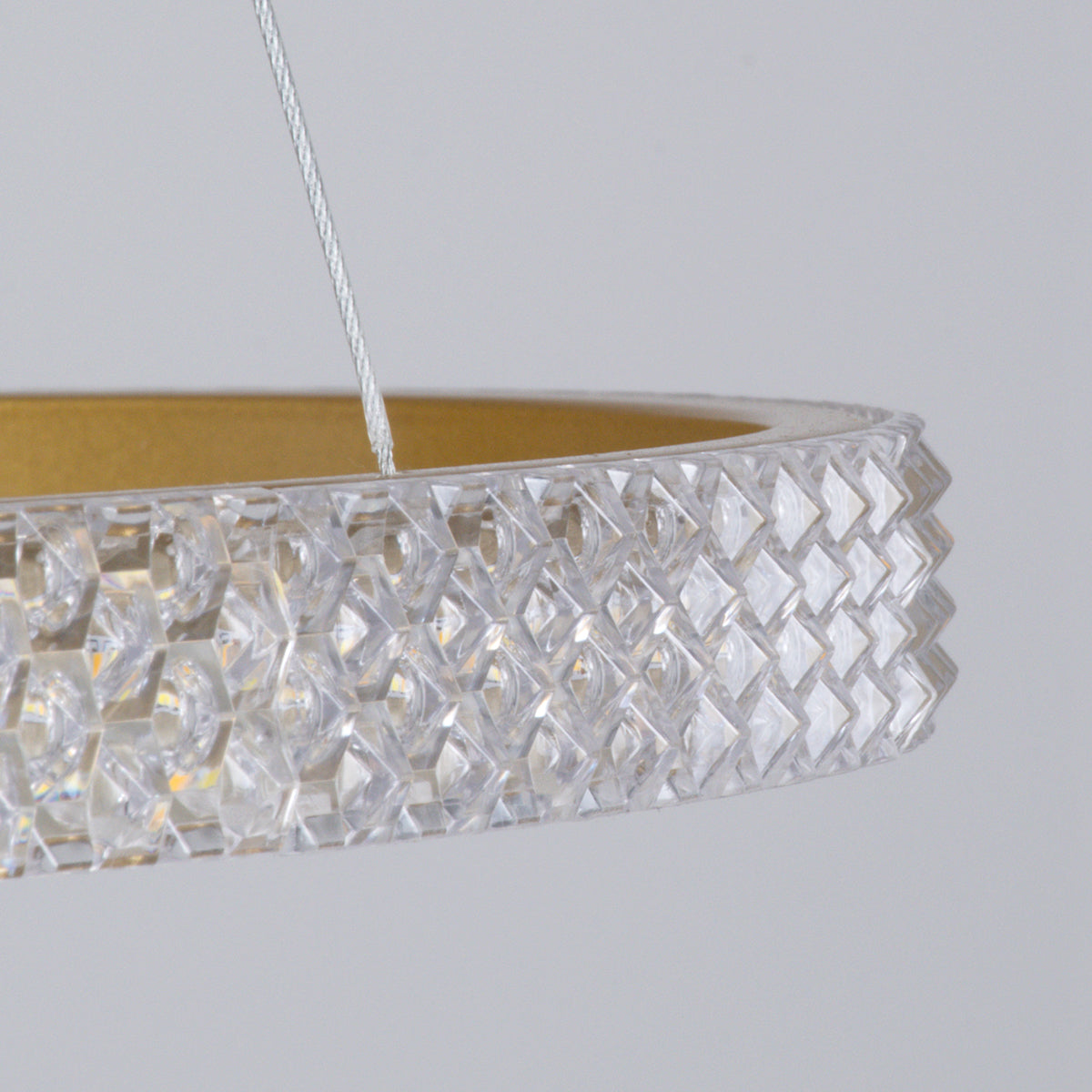 DIAMOND TRIO 61139-DECO Μοντέρνο Κρεμαστό Φωτιστικό Οροφής LED 120W 14723lm 360° AC 220-240V IP20 Ρυθμιζόμενο Λευκό CCT με Χειριστήριο από 2700K έως 6000K Dimmable - Lumileds SMD Chip - Χρυσό Βούρτσας - Μ40 x Π60 x Υ80