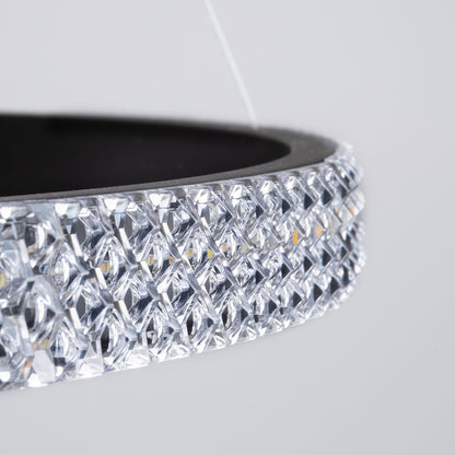 DIAMOND TRIO 61140 Κρεμαστό Φωτιστικό Δαχτυλίδι-Κύκλος LED CCT 150W 18379lm 360° AC 220-240V - Εναλλαγή Φωτισμού μέσω Τηλεχειριστηρίου All In One Ψυχρό 6000k+Φυσικό 4500k+Θερμό 2700k Dimmable Φ60+80+100cm - Μαύρο