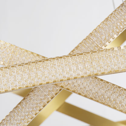 DIAMOND TRIO 61141 Μοντέρνο Κρεμαστό Φωτιστικό Οροφής LED 150W 18379lm 360° AC 220-240V IP20 Ρυθμιζόμενο Λευκό CCT με Χειριστήριο από 2700K έως 6000K Dimmable - Lumileds SMD Chip - Χρυσό Βούρτσας - Μ100 x Π100 x Υ60