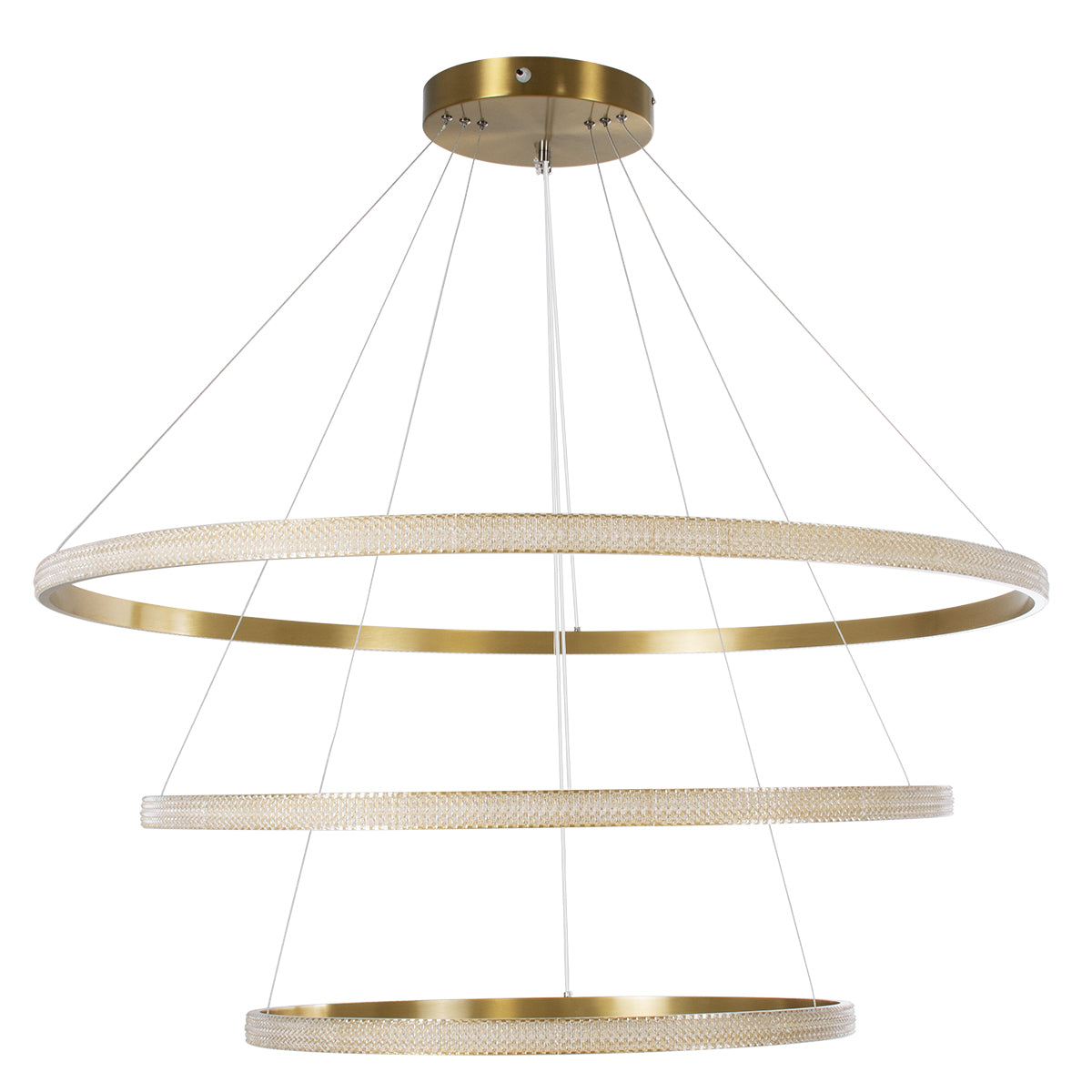 DIAMOND TRIO 61141-DECO Μοντέρνο Κρεμαστό Φωτιστικό Οροφής LED 150W 18379lm 360° AC 220-240V IP20 Ρυθμιζόμενο Λευκό CCT με Χειριστήριο από 2700K έως 6000K Dimmable - Lumileds SMD Chip - Χρυσό Βούρτσας - Μ60 x Π80 x Υ100