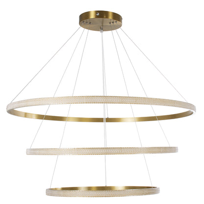 DIAMOND TRIO 61141-DECO Μοντέρνο Κρεμαστό Φωτιστικό Οροφής LED 150W 18379lm 360° AC 220-240V IP20 Ρυθμιζόμενο Λευκό CCT με Χειριστήριο από 2700K έως 6000K Dimmable - Lumileds SMD Chip - Χρυσό Βούρτσας - Μ60 x Π80 x Υ100