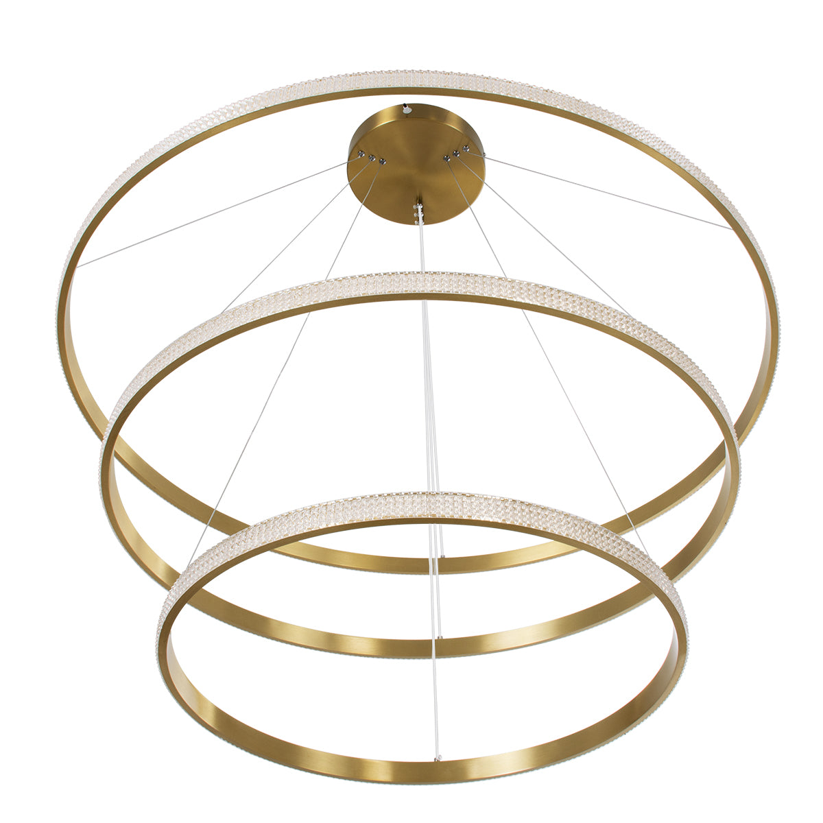 DIAMOND TRIO 61141-DECO Μοντέρνο Κρεμαστό Φωτιστικό Οροφής LED 150W 18379lm 360° AC 220-240V IP20 Ρυθμιζόμενο Λευκό CCT με Χειριστήριο από 2700K έως 6000K Dimmable - Lumileds SMD Chip - Χρυσό Βούρτσας - Μ60 x Π80 x Υ100