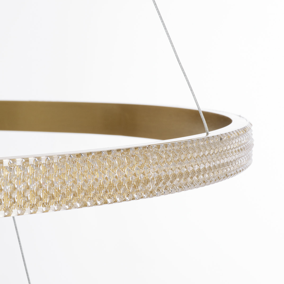 DIAMOND TRIO 61141-DECO Μοντέρνο Κρεμαστό Φωτιστικό Οροφής LED 150W 18379lm 360° AC 220-240V IP20 Ρυθμιζόμενο Λευκό CCT με Χειριστήριο από 2700K έως 6000K Dimmable - Lumileds SMD Chip - Χρυσό Βούρτσας - Μ60 x Π80 x Υ100