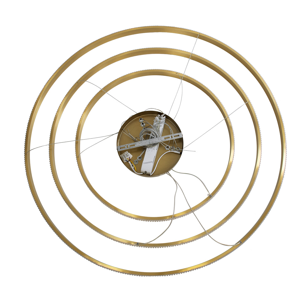 DIAMOND TRIO 61141-DECO Μοντέρνο Κρεμαστό Φωτιστικό Οροφής LED 150W 18379lm 360° AC 220-240V IP20 Ρυθμιζόμενο Λευκό CCT με Χειριστήριο από 2700K έως 6000K Dimmable - Lumileds SMD Chip - Χρυσό Βούρτσας - Μ60 x Π80 x Υ100