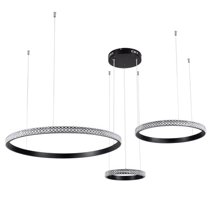 DIAMOND TRIO 61142 Μοντέρνο Κρεμαστό Φωτιστικό Οροφής LED 100W 12123lm 360° AC 220-240V IP20 Ρυθμιζόμενο Λευκό CCT με Χειριστήριο από 2700K έως 6000K Dimmable - Lumileds SMD Chip - Μαυρό Ματ - Μ110 x Π110 x Υ60