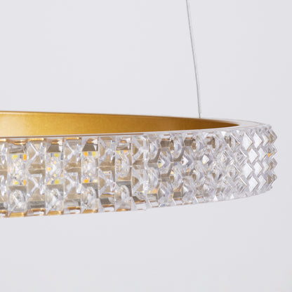 DIAMOND TRIO 61143 Κρεμαστό Φωτιστικό Δαχτυλίδι-Κύκλος LED CCT 100W 12123lm 360° AC 220-240V - Εναλλαγή Φωτισμού μέσω Τηλεχειριστηρίου All In One Ψυχρό 6000k+Φυσικό 4500k+Θερμό 2700k Dimmable Φ25+40+60cm - Χρυσό Βούρτσας