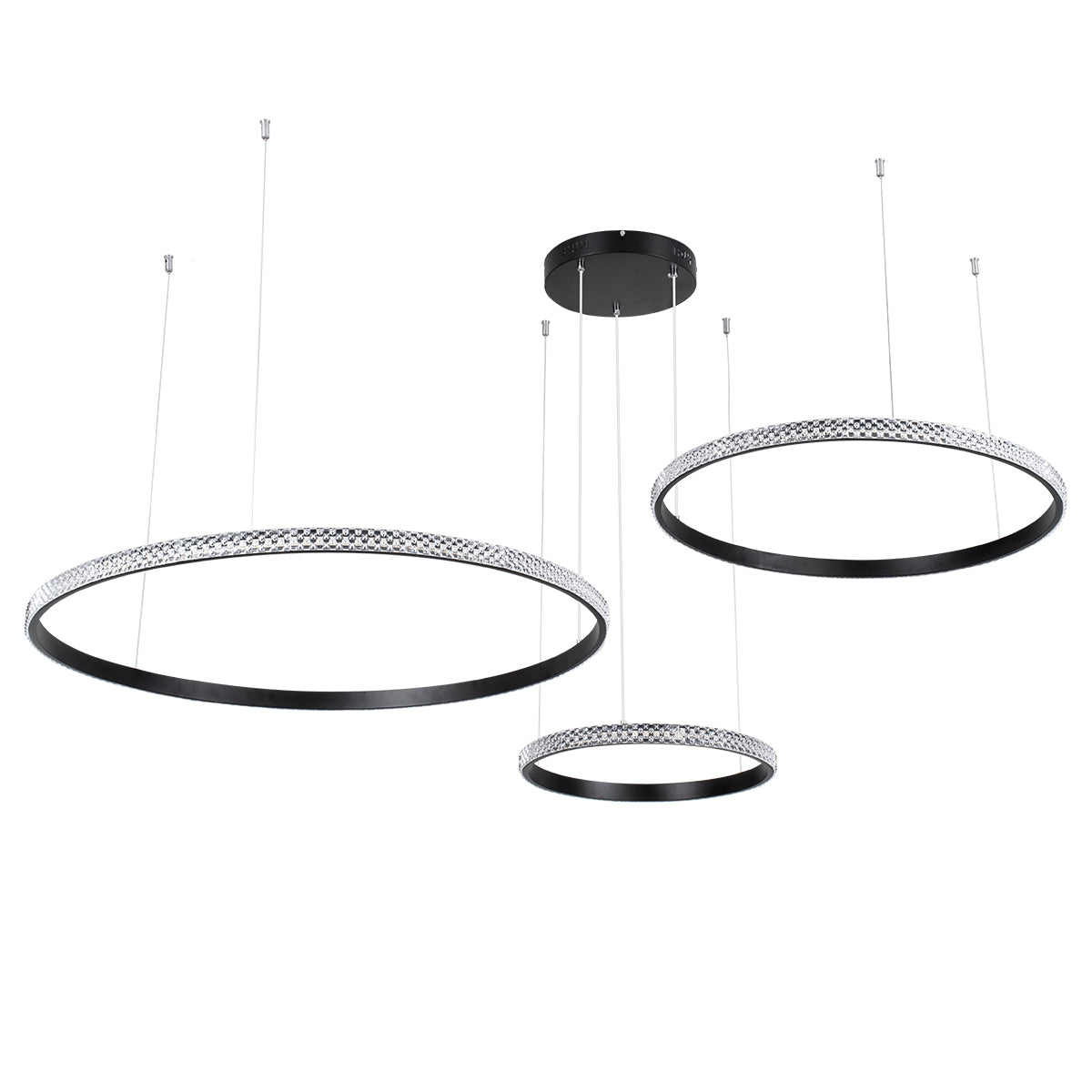 DIAMOND TRIO 61144 Μοντέρνο Κρεμαστό Φωτιστικό Οροφής LED 120W 14723lm 360° AC 220-240V IP20 Ρυθμιζόμενο Λευκό CCT με Χειριστήριο από 2700K έως 6000K Dimmable - Lumileds SMD Chip - Μαυρό Ματ - Μ150 x Π150 x Υ60