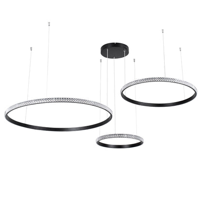 DIAMOND TRIO 61144 Μοντέρνο Κρεμαστό Φωτιστικό Οροφής LED 120W 14723lm 360° AC 220-240V IP20 Ρυθμιζόμενο Λευκό CCT με Χειριστήριο από 2700K έως 6000K Dimmable - Lumileds SMD Chip - Μαυρό Ματ - Μ150 x Π150 x Υ60