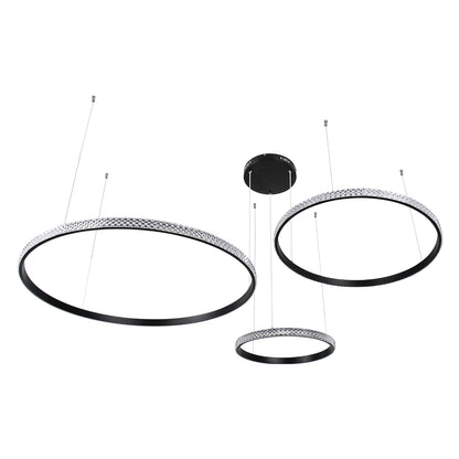 DIAMOND TRIO 61144 Μοντέρνο Κρεμαστό Φωτιστικό Οροφής LED 120W 14723lm 360° AC 220-240V IP20 Ρυθμιζόμενο Λευκό CCT με Χειριστήριο από 2700K έως 6000K Dimmable - Lumileds SMD Chip - Μαυρό Ματ - Μ150 x Π150 x Υ60