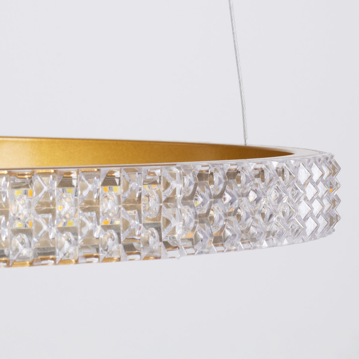 DIAMOND TRIO 61145 Μοντέρνο Κρεμαστό Φωτιστικό Οροφής LED 120W 14723lm 360° AC 220-240V IP20 Ρυθμιζόμενο Λευκό CCT με Χειριστήριο από 2700K έως 6000K Dimmable - Lumileds SMD Chip - Χρυσό Βούρτσας - Μ150 x Π150 x Υ60