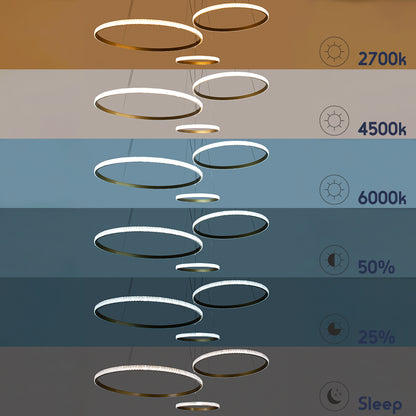 DIAMOND TRIO 61145 Μοντέρνο Κρεμαστό Φωτιστικό Οροφής LED 120W 14723lm 360° AC 220-240V IP20 Ρυθμιζόμενο Λευκό CCT με Χειριστήριο από 2700K έως 6000K Dimmable - Lumileds SMD Chip - Χρυσό Βούρτσας - Μ150 x Π150 x Υ60