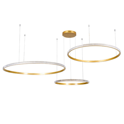 DIAMOND TRIO 61147 Μοντέρνο Κρεμαστό Φωτιστικό Οροφής LED 150W 18379lm 360° AC 220-240V IP20 Ρυθμιζόμενο Λευκό CCT με Χειριστήριο από 2700K έως 6000K Dimmable - Lumileds SMD Chip - Χρυσό Βούρτσας - Μ170 x Π170 x Υ60