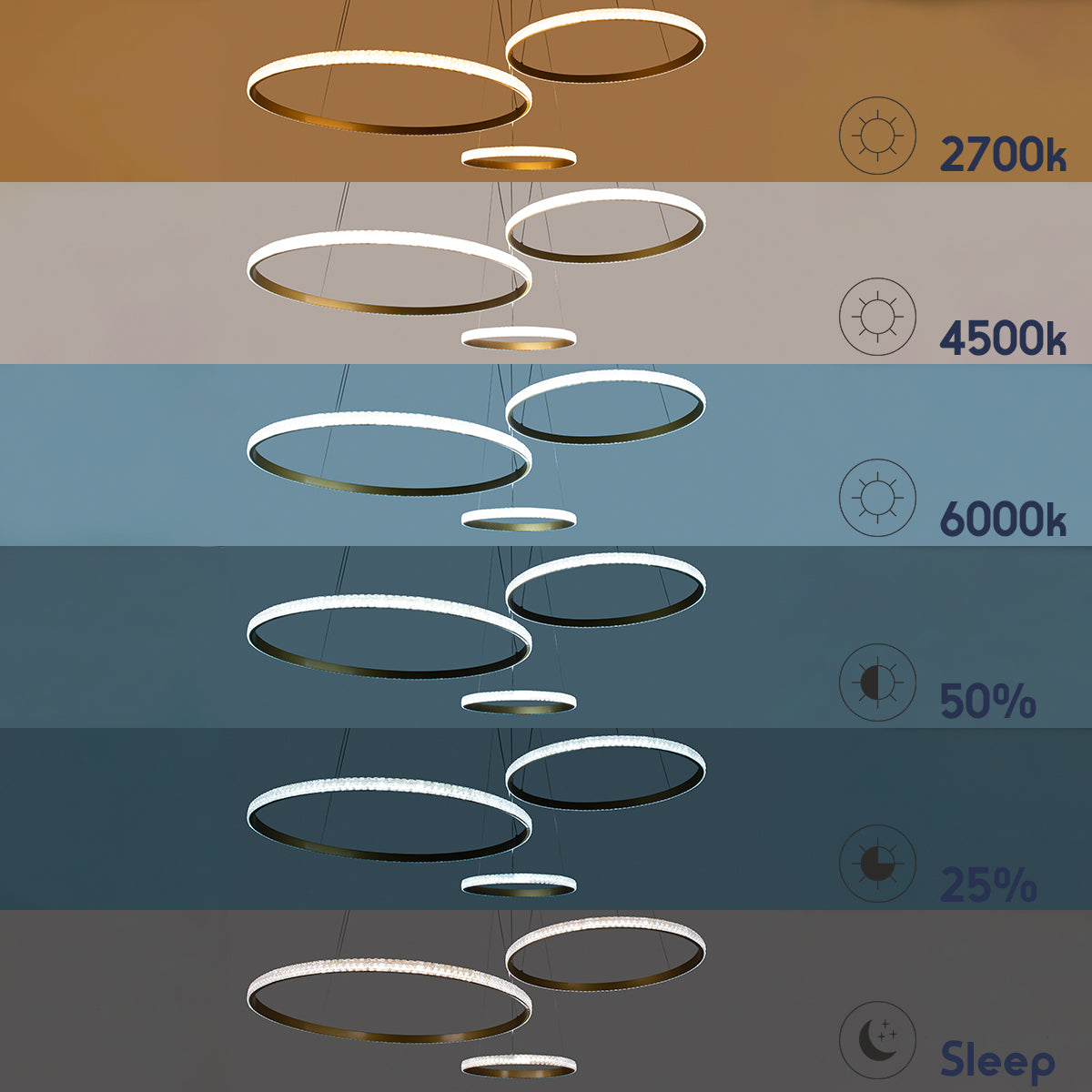 DIAMOND TRIO 61147 Μοντέρνο Κρεμαστό Φωτιστικό Οροφής LED 150W 18379lm 360° AC 220-240V IP20 Ρυθμιζόμενο Λευκό CCT με Χειριστήριο από 2700K έως 6000K Dimmable - Lumileds SMD Chip - Χρυσό Βούρτσας - Μ170 x Π170 x Υ60