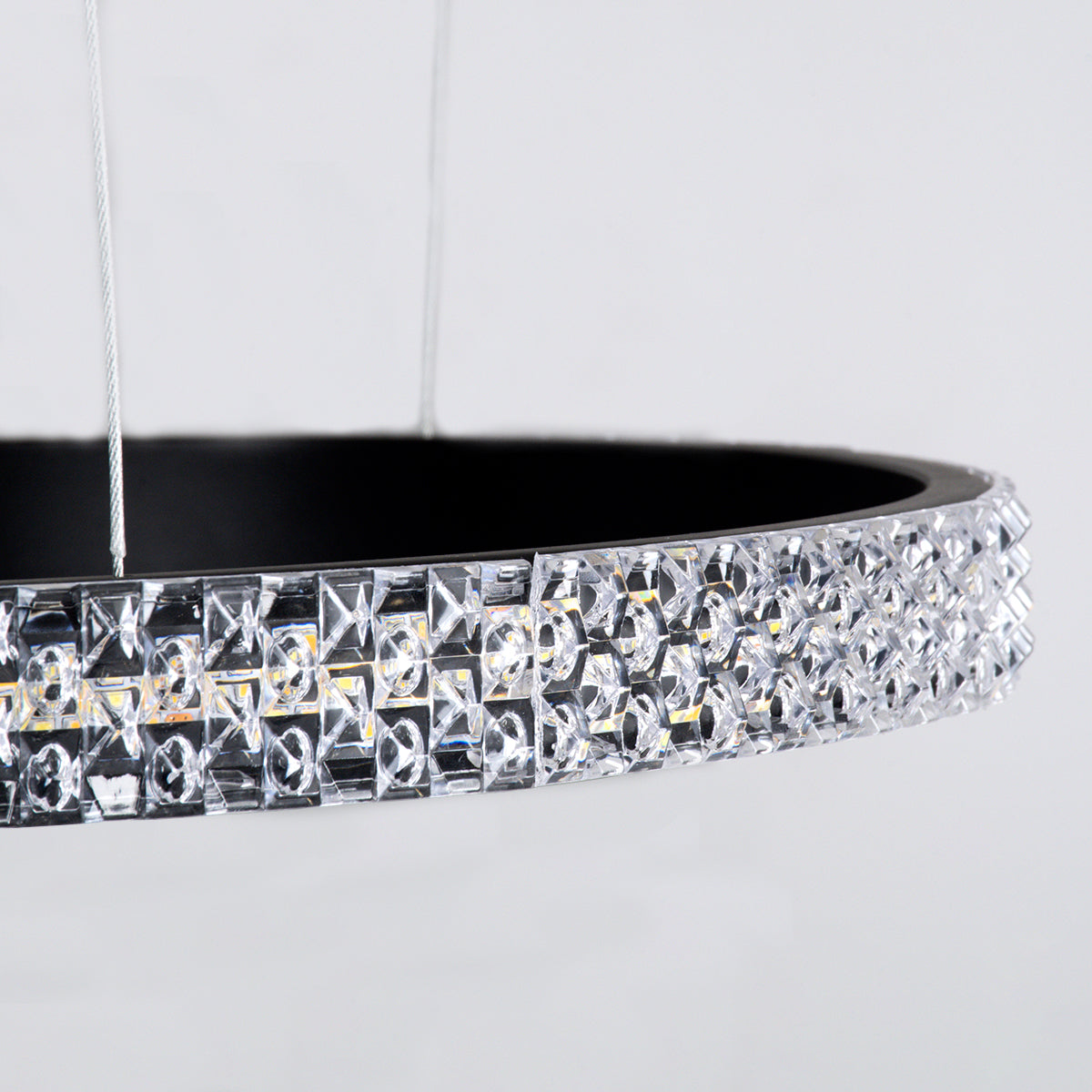 DIAMOND TETRA 61148 Κρεμαστό Φωτιστικό Δαχτυλίδι-Κύκλος LED CCT 150W 18379lm 360° AC 220-240V - Εναλλαγή Φωτισμού μέσω Τηλεχειριστηρίου All In One Ψυχρό 6000k+Φυσικό 4500k+Θερμό 2700k Dimmable Φ25+40+60+80cm - Μαύρο