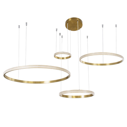 DIAMOND TETRA 61149 Μοντέρνο Κρεμαστό Φωτιστικό Οροφής LED 150W 18379lm 360° AC 220-240V IP20 Ρυθμιζόμενο Λευκό CCT με Χειριστήριο από 2700K έως 6000K Dimmable - Lumileds SMD Chip - Χρυσό Βούρτσας - Μ150 x Π150 x Υ60