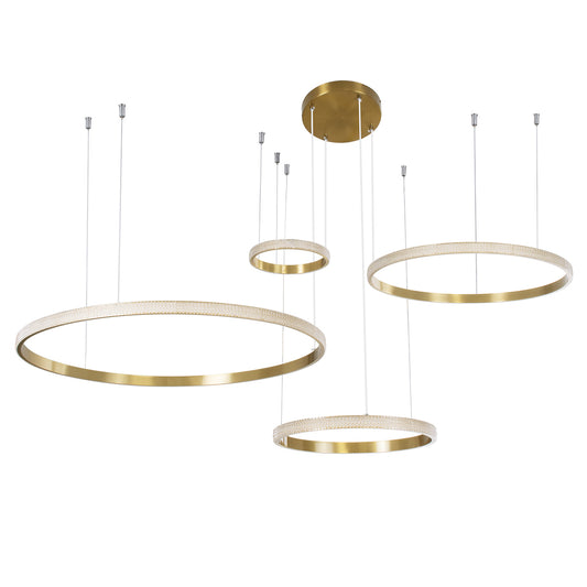 DIAMOND TETRA 61149 Μοντέρνο Κρεμαστό Φωτιστικό Οροφής LED 150W 18379lm 360° AC 220-240V IP20 Ρυθμιζόμενο Λευκό CCT με Χειριστήριο από 2700K έως 6000K Dimmable - Lumileds SMD Chip - Χρυσό Βούρτσας - Μ150 x Π150 x Υ60