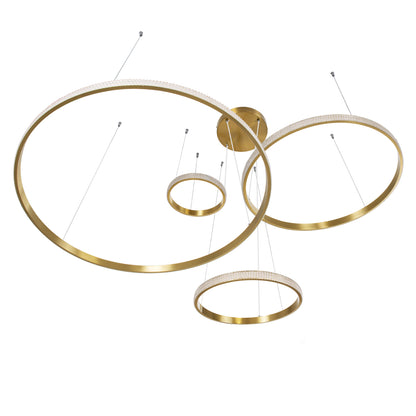 DIAMOND TETRA 61149 Μοντέρνο Κρεμαστό Φωτιστικό Οροφής LED 150W 18379lm 360° AC 220-240V IP20 Ρυθμιζόμενο Λευκό CCT με Χειριστήριο από 2700K έως 6000K Dimmable - Lumileds SMD Chip - Χρυσό Βούρτσας - Μ150 x Π150 x Υ60