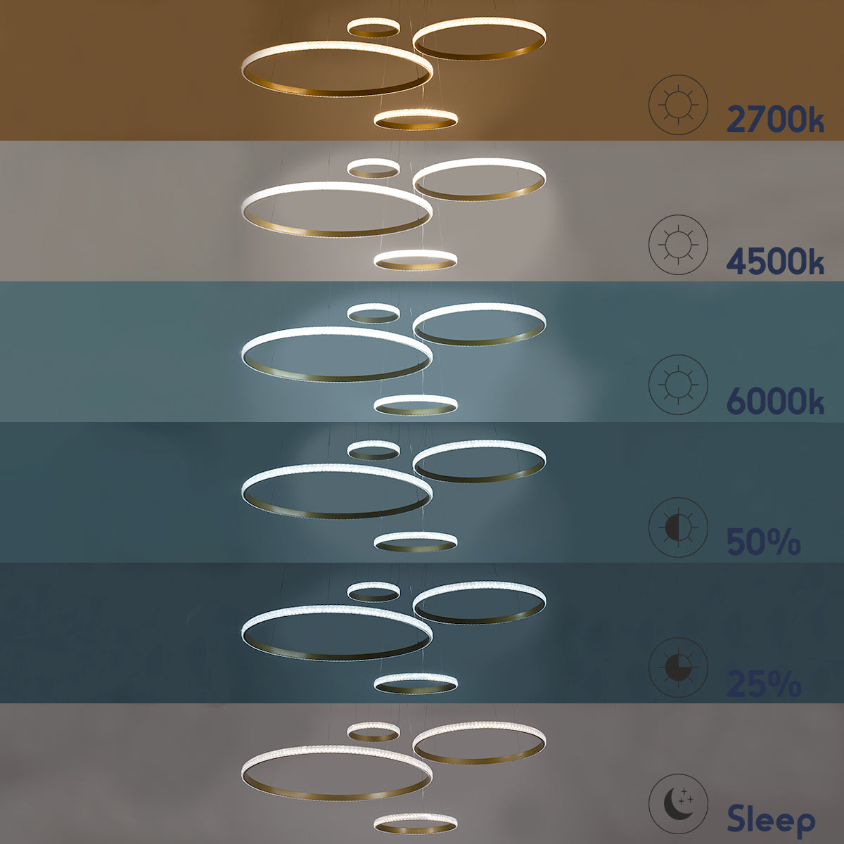 DIAMOND TETRA 61149 Μοντέρνο Κρεμαστό Φωτιστικό Οροφής LED 150W 18379lm 360° AC 220-240V IP20 Ρυθμιζόμενο Λευκό CCT με Χειριστήριο από 2700K έως 6000K Dimmable - Lumileds SMD Chip - Χρυσό Βούρτσας - Μ150 x Π150 x Υ60