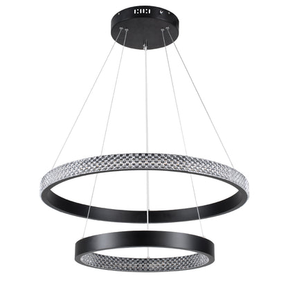 DIAMOND DUO 61150 Μοντέρνο Κρεμαστό Φωτιστικό Οροφής LED 75W 8743lm 360° AC 220-240V IP20 Ρυθμιζόμενο Λευκό CCT με Χειριστήριο από 2700K έως 6000K Dimmable - Lumileds SMD Chip - Μαυρό Ματ - Μ60 x Π60 x Υ40