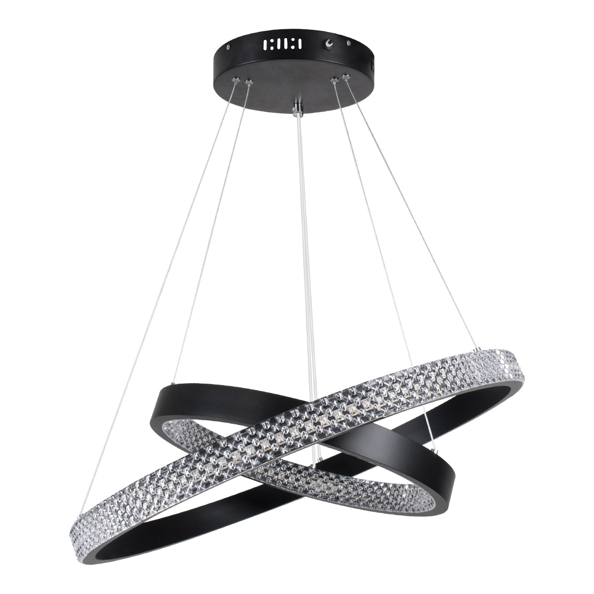 DIAMOND DUO 61150-DECO Μοντέρνο Κρεμαστό Φωτιστικό Οροφής LED 75W 8743lm 360° AC 220-240V IP20 Ρυθμιζόμενο Λευκό CCT με Χειριστήριο από 2700K έως 6000K Dimmable - Lumileds SMD Chip - Μαύρο - Μ60 x Π60 x Υ40