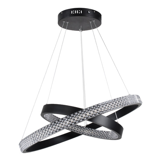 DIAMOND DUO 61150-DECO Μοντέρνο Κρεμαστό Φωτιστικό Οροφής LED 75W 8743lm 360° AC 220-240V IP20 Ρυθμιζόμενο Λευκό CCT με Χειριστήριο από 2700K έως 6000K Dimmable - Lumileds SMD Chip - Μαύρο - Μ60 x Π60 x Υ40