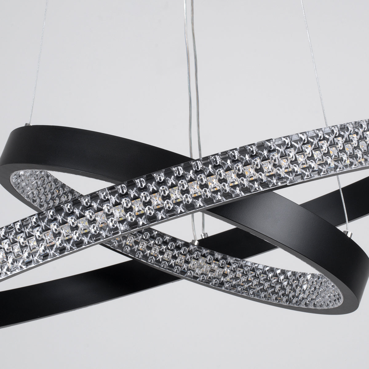 DIAMOND DUO 61150-DECO Μοντέρνο Κρεμαστό Φωτιστικό Οροφής LED 75W 8743lm 360° AC 220-240V IP20 Ρυθμιζόμενο Λευκό CCT με Χειριστήριο από 2700K έως 6000K Dimmable - Lumileds SMD Chip - Μαύρο - Μ60 x Π60 x Υ40