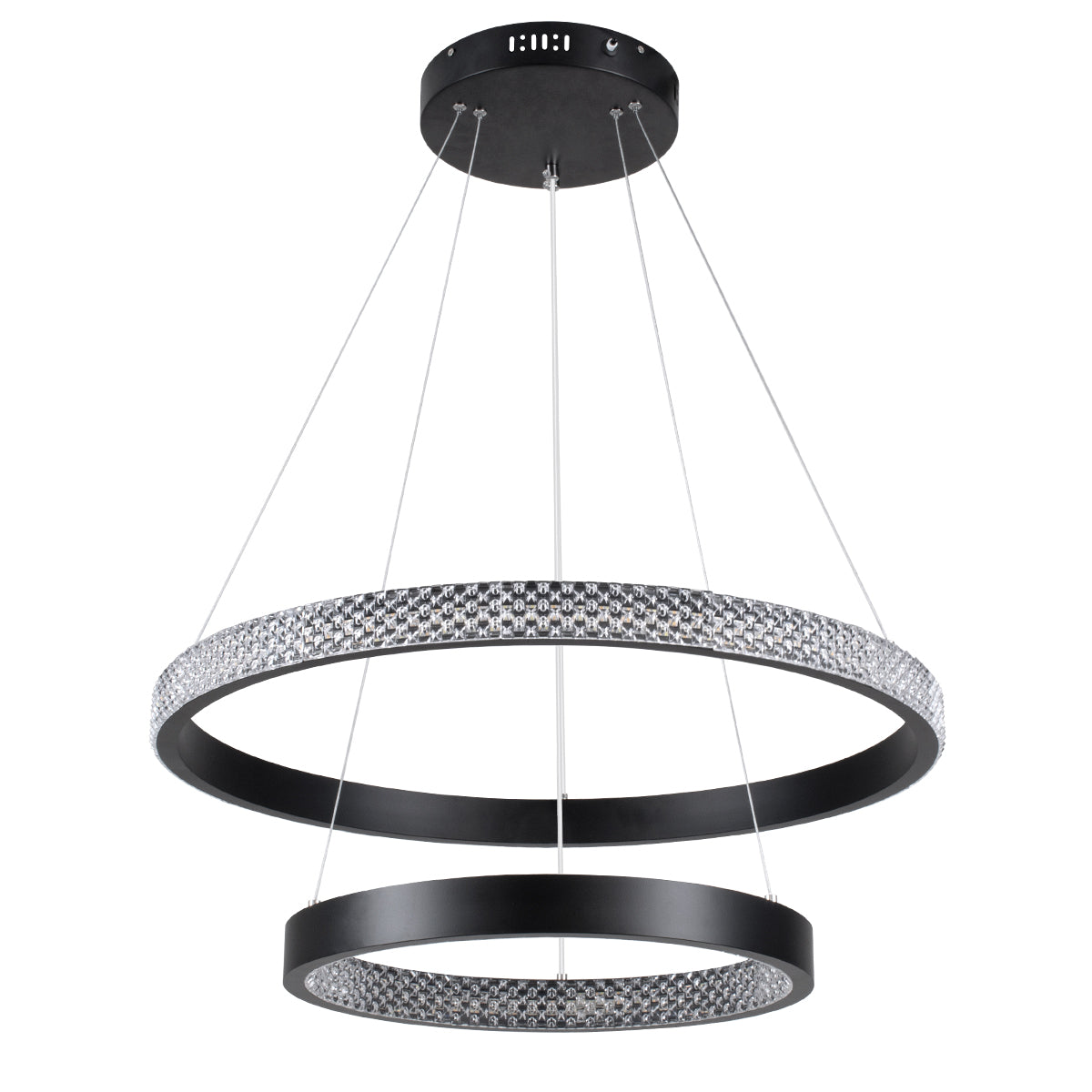 DIAMOND DUO 61150-DECO Μοντέρνο Κρεμαστό Φωτιστικό Οροφής LED 75W 8743lm 360° AC 220-240V IP20 Ρυθμιζόμενο Λευκό CCT με Χειριστήριο από 2700K έως 6000K Dimmable - Lumileds SMD Chip - Μαύρο - Μ60 x Π60 x Υ40