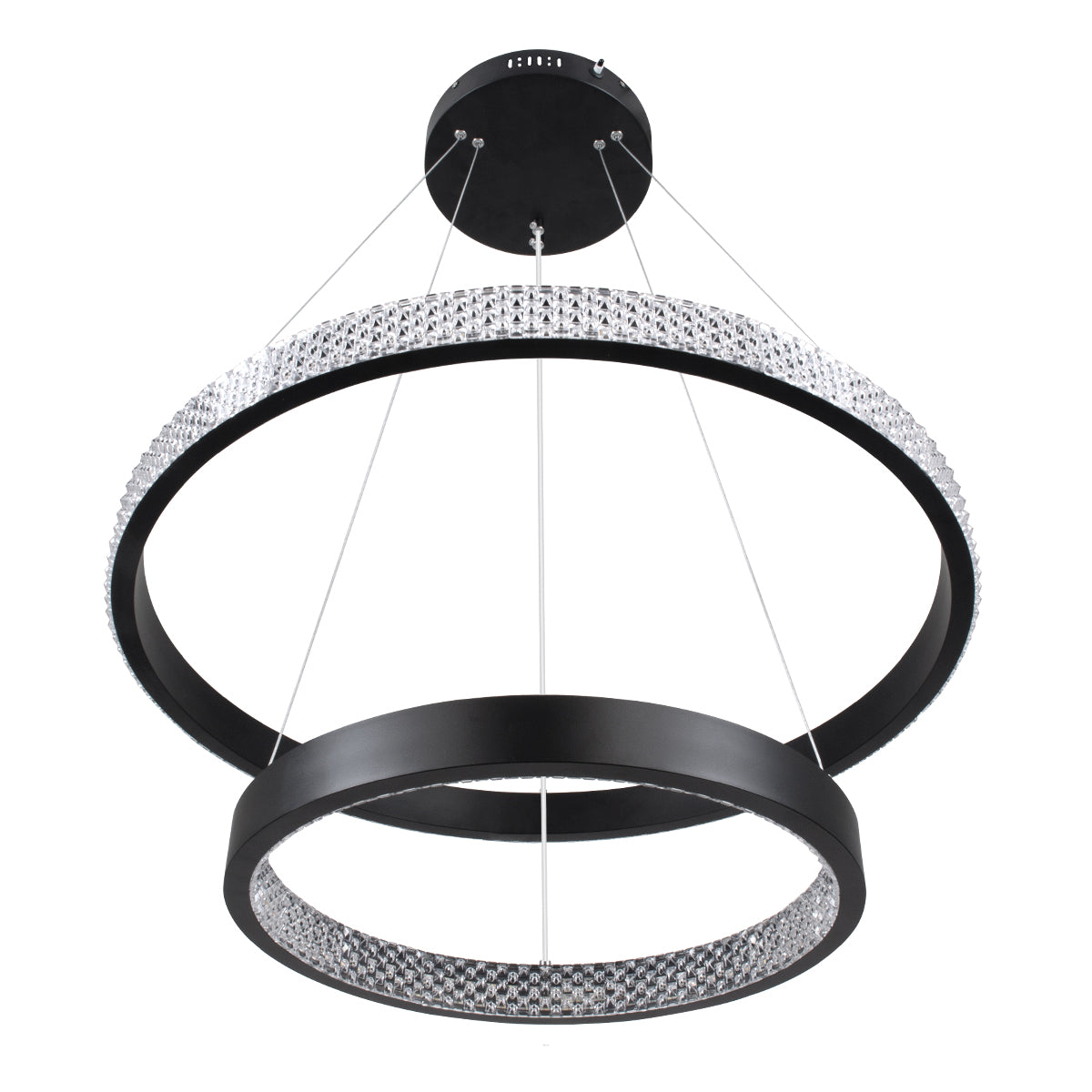 DIAMOND DUO 61150-DECO Μοντέρνο Κρεμαστό Φωτιστικό Οροφής LED 75W 8743lm 360° AC 220-240V IP20 Ρυθμιζόμενο Λευκό CCT με Χειριστήριο από 2700K έως 6000K Dimmable - Lumileds SMD Chip - Μαύρο - Μ60 x Π60 x Υ40