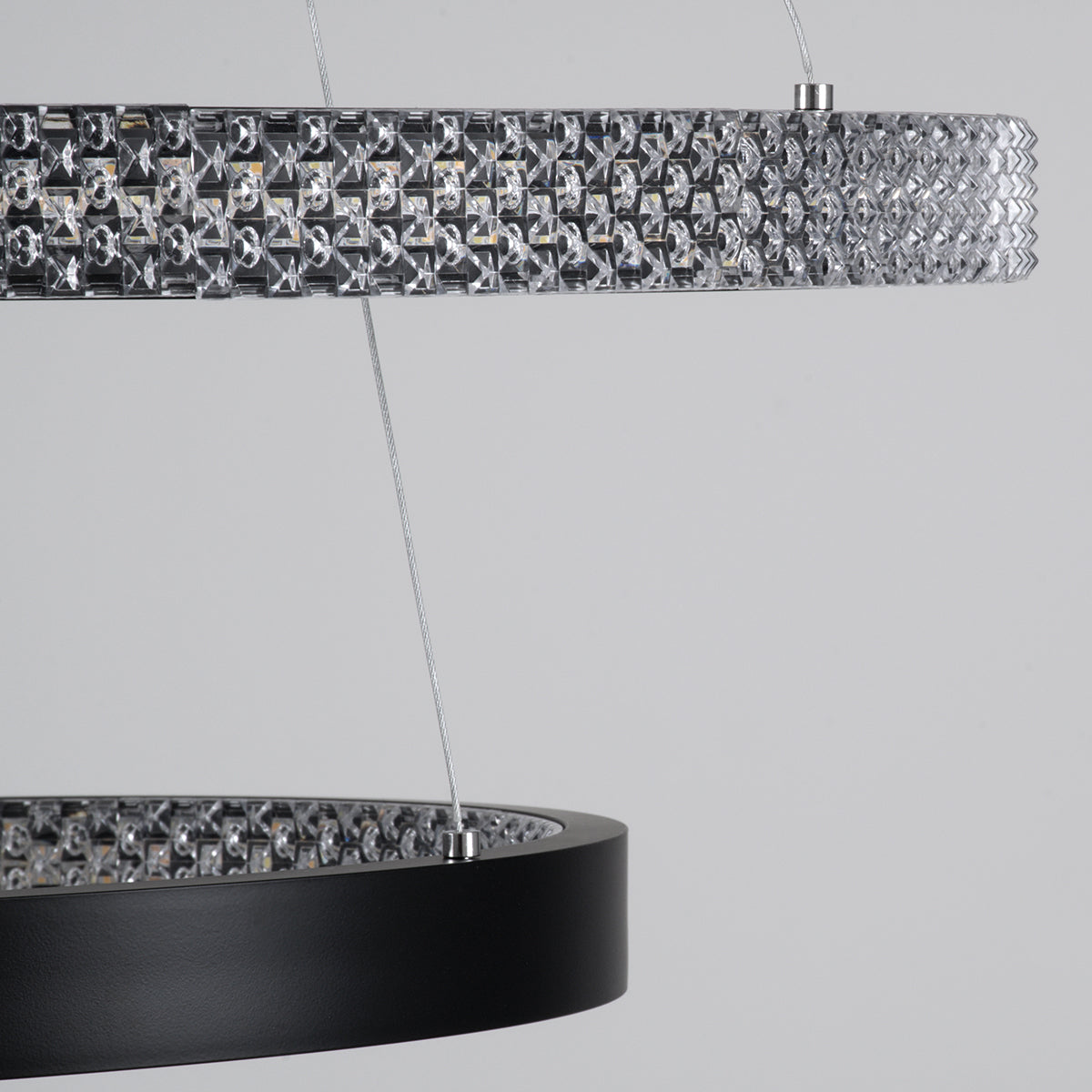 DIAMOND DUO 61150-DECO Μοντέρνο Κρεμαστό Φωτιστικό Οροφής LED 75W 8743lm 360° AC 220-240V IP20 Ρυθμιζόμενο Λευκό CCT με Χειριστήριο από 2700K έως 6000K Dimmable - Lumileds SMD Chip - Μαύρο - Μ60 x Π60 x Υ40