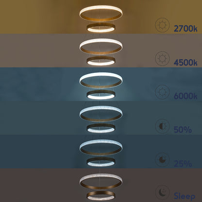 DIAMOND DUO 61151 Κρεμαστό Φωτιστικό Δαχτυλίδι-Κύκλος LED CCT 75W 8743lm 360° AC 220-240V - Εναλλαγή Φωτισμού μέσω Τηλεχειριστηρίου All In One Ψυχρό 6000k+Φυσικό 4500k+Θερμό 2700k Dimmable Φ40+60cm - Χρυσό Βούρτσας