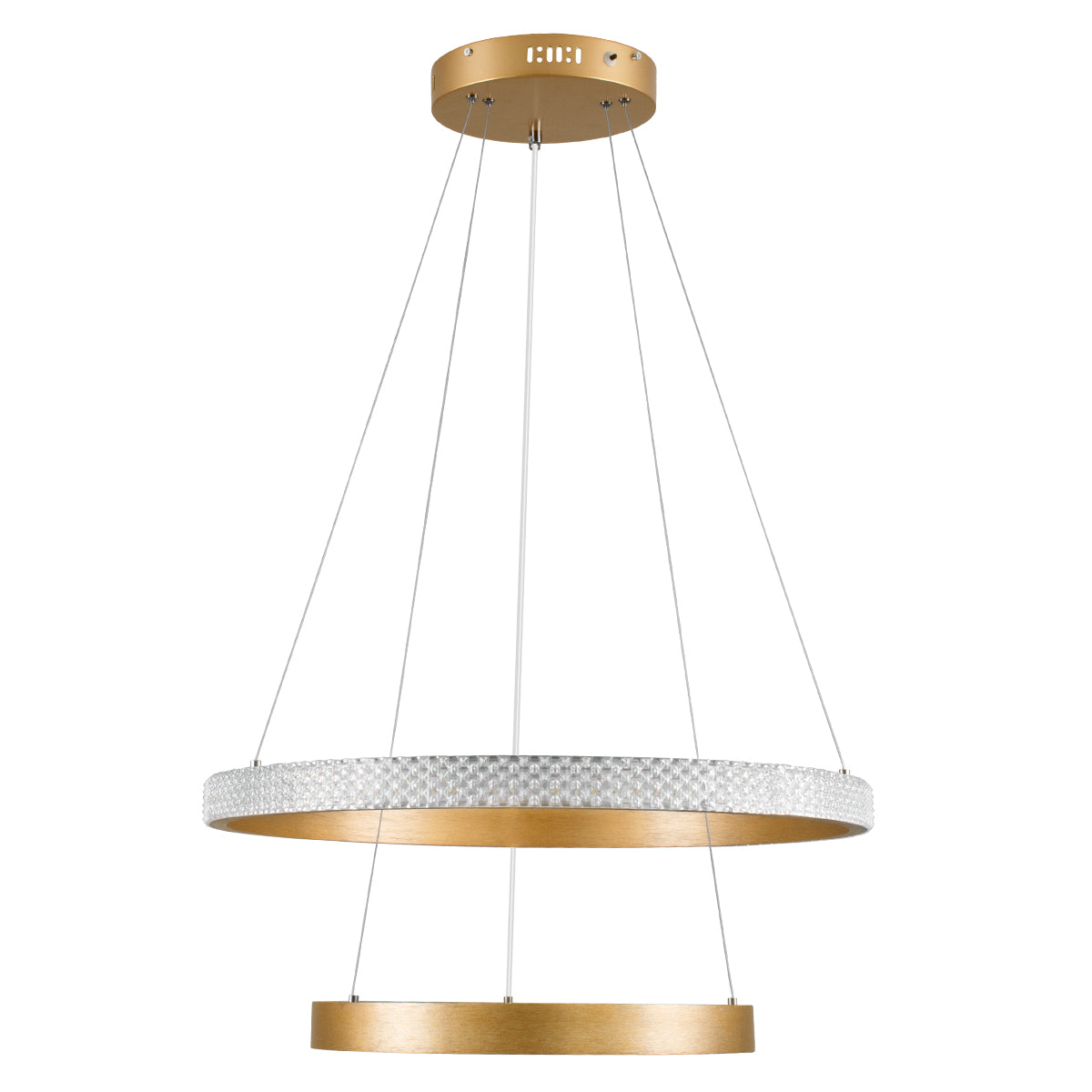 DIAMOND DUO 61151 Κρεμαστό Φωτιστικό Δαχτυλίδι-Κύκλος LED CCT 75W 8743lm 360° AC 220-240V - Εναλλαγή Φωτισμού μέσω Τηλεχειριστηρίου All In One Ψυχρό 6000k+Φυσικό 4500k+Θερμό 2700k Dimmable Φ40+60cm - Χρυσό Βούρτσας