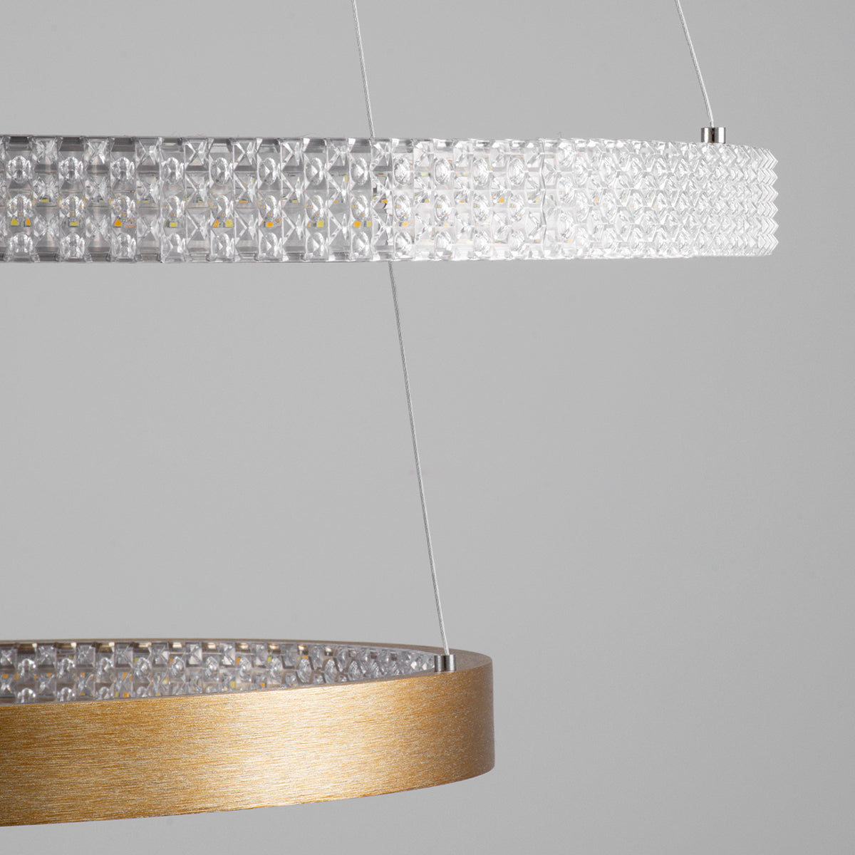 DIAMOND DUO 61151 Κρεμαστό Φωτιστικό Δαχτυλίδι-Κύκλος LED CCT 75W 8743lm 360° AC 220-240V - Εναλλαγή Φωτισμού μέσω Τηλεχειριστηρίου All In One Ψυχρό 6000k+Φυσικό 4500k+Θερμό 2700k Dimmable Φ40+60cm - Χρυσό Βούρτσας