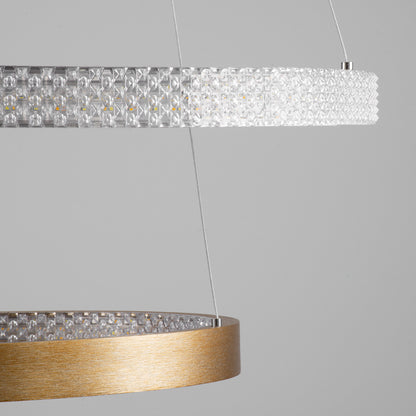 DIAMOND DUO 61151 Κρεμαστό Φωτιστικό Δαχτυλίδι-Κύκλος LED CCT 75W 8743lm 360° AC 220-240V - Εναλλαγή Φωτισμού μέσω Τηλεχειριστηρίου All In One Ψυχρό 6000k+Φυσικό 4500k+Θερμό 2700k Dimmable Φ40+60cm - Χρυσό Βούρτσας
