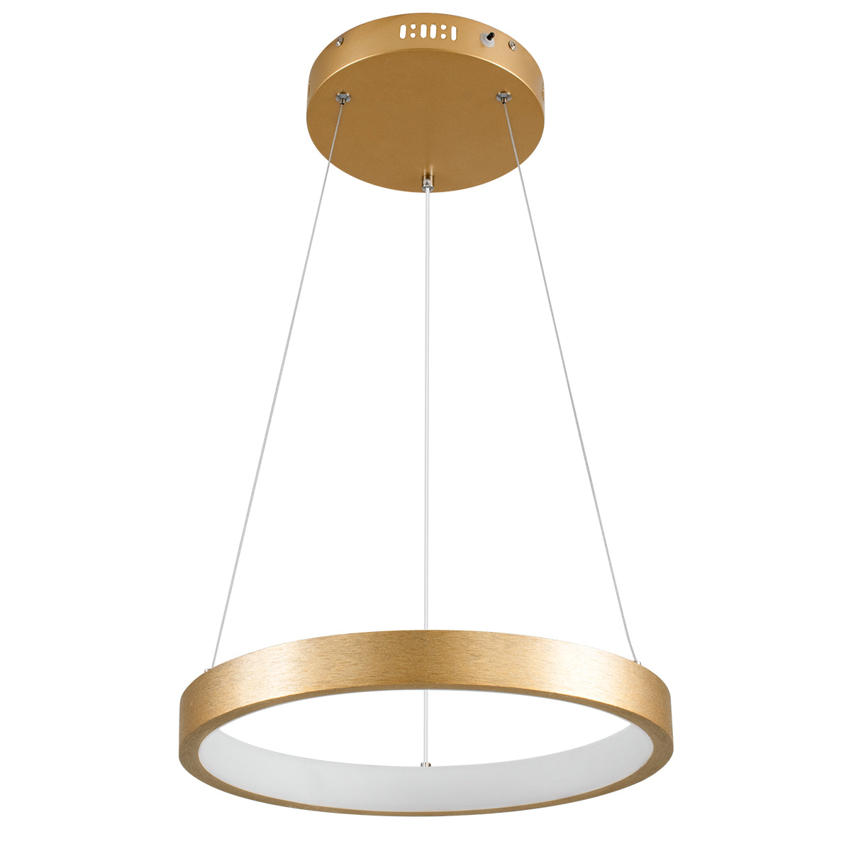 NEMESIS 61157 Κρεμαστό Φωτιστικό Δαχτυλίδι-Κύκλος LED CCT 30W 3513lm 360° AC 220-240V - Εναλλαγή Φωτισμού μέσω Τηλεχειριστηρίου All In One Ψυχρό 6000k+Φυσικό 4500k+Θερμό 2700k Dimmable Φ40cm - Χρυσό Βούρτσας