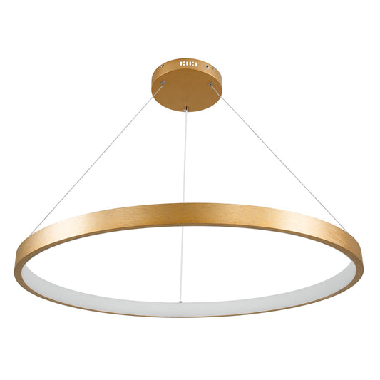 NEMESIS 61163 Μοντέρνο Κρεμαστό Φωτιστικό Οροφής LED 67W 7689lm 360° AC 220-240V IP20 Ρυθμιζόμενο Λευκό CCT με Χειριστήριο από 2700K έως 6000K Dimmable - Lumileds SMD Chip - Χρυσό Βούρτσας - Μ80 x Π80 x Υ4