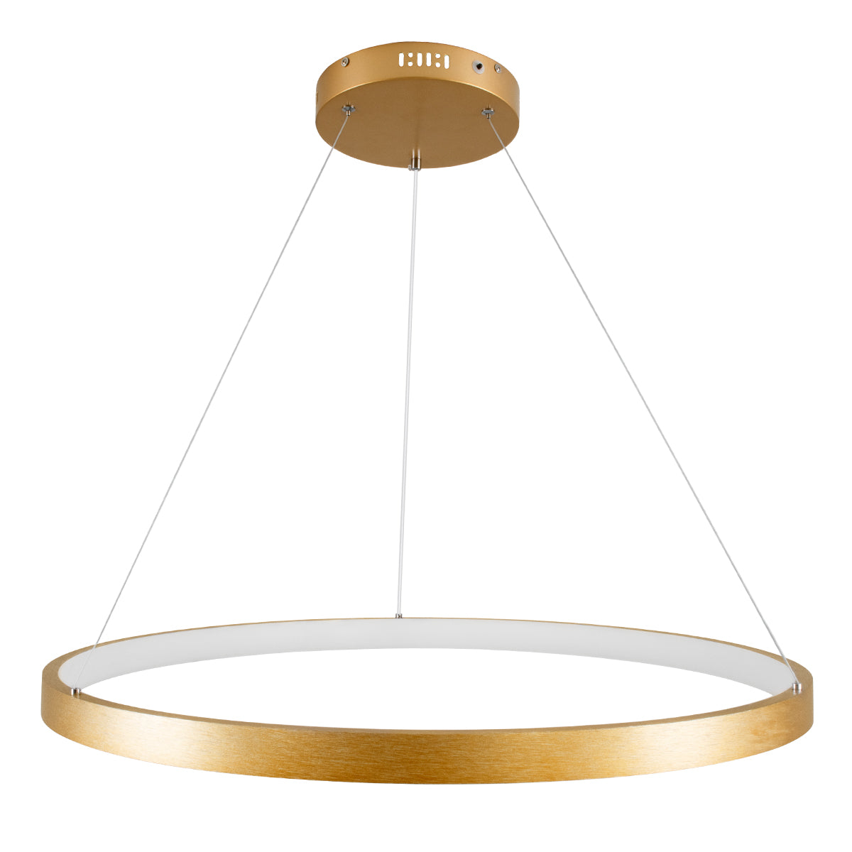 NEMESIS 61163 Μοντέρνο Κρεμαστό Φωτιστικό Οροφής LED 67W 7689lm 360° AC 220-240V IP20 Ρυθμιζόμενο Λευκό CCT με Χειριστήριο από 2700K έως 6000K Dimmable - Lumileds SMD Chip - Χρυσό Βούρτσας - Μ80 x Π80 x Υ4