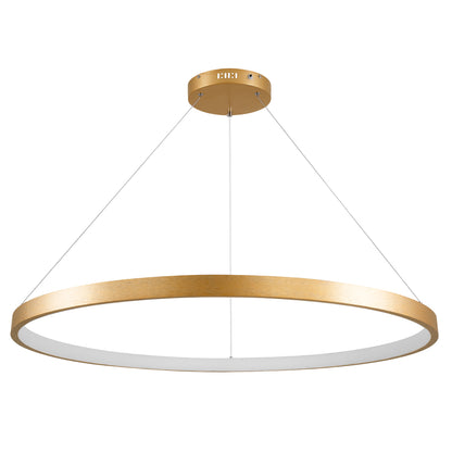 NEMESIS 61166 Μοντέρνο Κρεμαστό Φωτιστικό Οροφής LED 75W 8743lm 360° AC 220-240V IP20 Ρυθμιζόμενο Λευκό CCT με Χειριστήριο από 2700K έως 6000K Dimmable - Lumileds SMD Chip - Χρυσό Βούρτσας - Μ100 x Π100 x Υ4