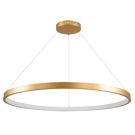 NEMESIS 61166 Μοντέρνο Κρεμαστό Φωτιστικό Οροφής LED 75W 8743lm 360° AC 220-240V IP20 Ρυθμιζόμενο Λευκό CCT με Χειριστήριο από 2700K έως 6000K Dimmable - Lumileds SMD Chip - Χρυσό Βούρτσας - Μ100 x Π100 x Υ4