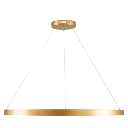 NEMESIS 61166 Μοντέρνο Κρεμαστό Φωτιστικό Οροφής LED 75W 8743lm 360° AC 220-240V IP20 Ρυθμιζόμενο Λευκό CCT με Χειριστήριο από 2700K έως 6000K Dimmable - Lumileds SMD Chip - Χρυσό Βούρτσας - Μ100 x Π100 x Υ4