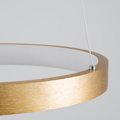 NEMESIS 61166 Μοντέρνο Κρεμαστό Φωτιστικό Οροφής LED 75W 8743lm 360° AC 220-240V IP20 Ρυθμιζόμενο Λευκό CCT με Χειριστήριο από 2700K έως 6000K Dimmable - Lumileds SMD Chip - Χρυσό Βούρτσας - Μ100 x Π100 x Υ4