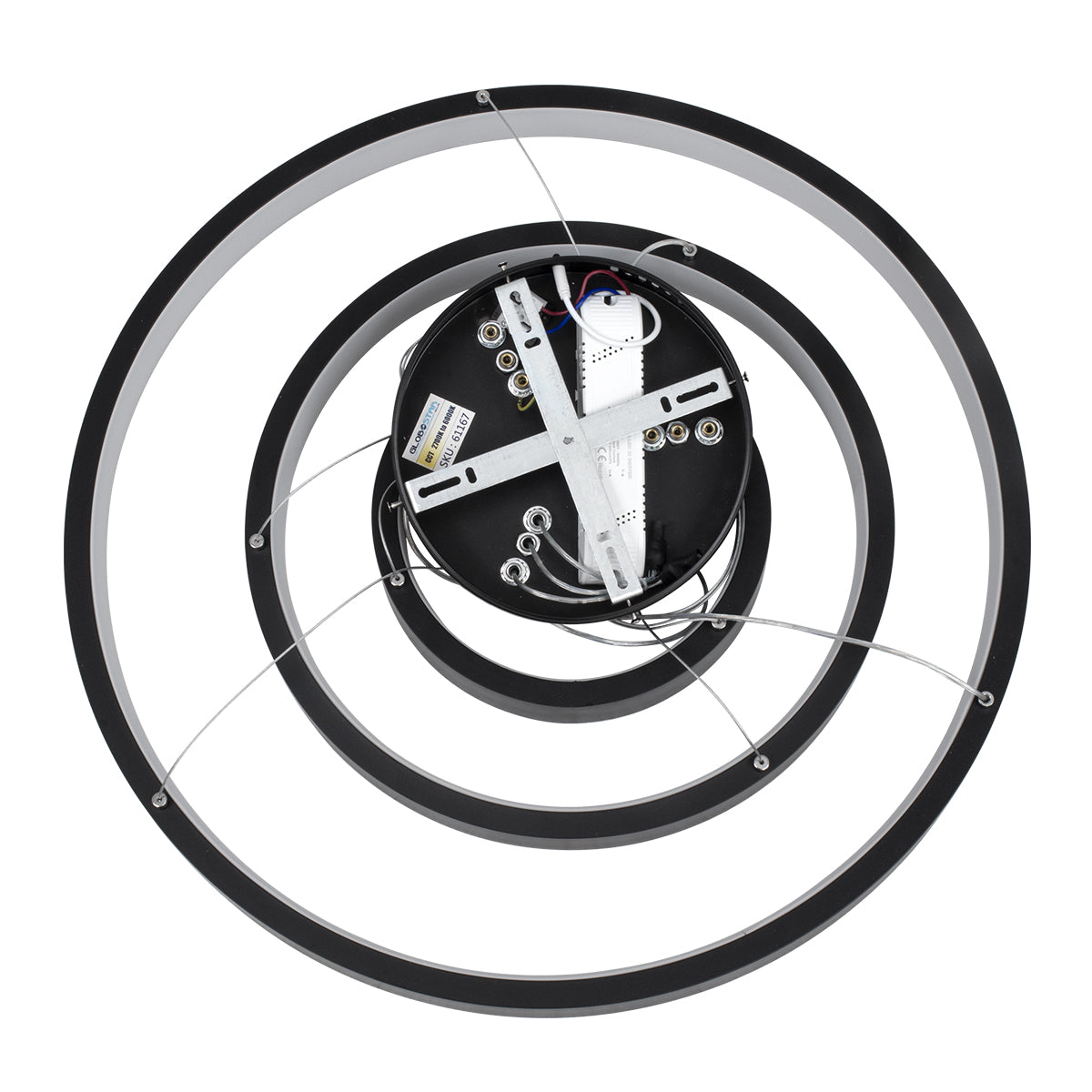 NEMESIS TRIO 61167 Μοντέρνο Κρεμαστό Φωτιστικό Οροφής LED 100W 12123lm 360° AC 220-240V IP20 Ρυθμιζόμενο Λευκό CCT με Χειριστήριο από 2700K έως 6000K Dimmable - Lumileds SMD Chip - Μαύρο Ματ - Μ60 x Π60 x Υ60