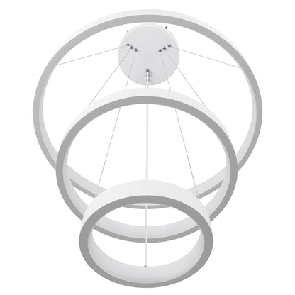 NEMESIS TRIO 61168 Κρεμαστό Φωτιστικό Δαχτυλίδι-Κύκλος LED CCT 100W 12123lm 360° AC 220-240V - Εναλλαγή Φωτισμού μέσω Τηλεχειριστηρίου All In One Ψυχρό 6000k+Φυσικό 4500k+Θερμό 2700k Dimmable Φ25+40+60cm - Λευκό