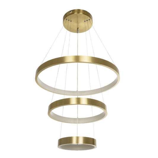 NEMESIS TRIO 61169 Μοντέρνο Κρεμαστό Φωτιστικό Οροφής LED 100W 12123lm 360° AC 220-240V IP20 Ρυθμιζόμενο Λευκό CCT με Χειριστήριο από 2700K έως 6000K Dimmable - Lumileds SMD Chip - Χρυσό Βούρτσας - Μ60 x Π60 x Υ60