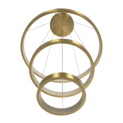 NEMESIS TRIO 61169 Μοντέρνο Κρεμαστό Φωτιστικό Οροφής LED 100W 12123lm 360° AC 220-240V IP20 Ρυθμιζόμενο Λευκό CCT με Χειριστήριο από 2700K έως 6000K Dimmable - Lumileds SMD Chip - Χρυσό Βούρτσας - Μ60 x Π60 x Υ60