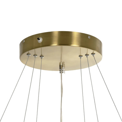 NEMESIS TRIO 61169 Μοντέρνο Κρεμαστό Φωτιστικό Οροφής LED 100W 12123lm 360° AC 220-240V IP20 Ρυθμιζόμενο Λευκό CCT με Χειριστήριο από 2700K έως 6000K Dimmable - Lumileds SMD Chip - Χρυσό Βούρτσας - Μ60 x Π60 x Υ60