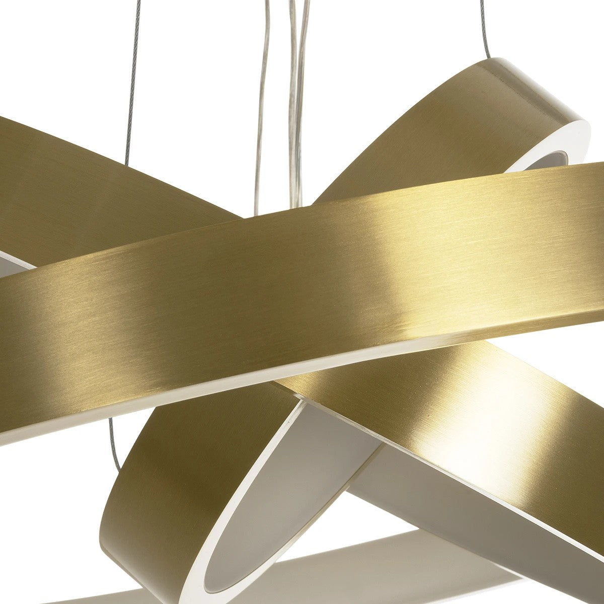 NEMESIS TRIO 61169-DECO Μοντέρνο Κρεμαστό Φωτιστικό Οροφής LED 100W 12123lm 360° AC 220-240V IP20 Ρυθμιζόμενο Λευκό CCT με Χειριστήριο από 2700K έως 6000K Dimmable - Lumileds SMD Chip - Χρυσό Βούρτσας - Μ60 x Π60 x Υ60