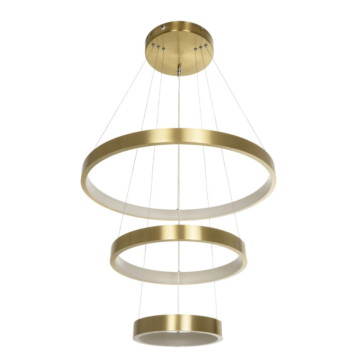 NEMESIS TRIO 61169-DECO Μοντέρνο Κρεμαστό Φωτιστικό Οροφής LED 100W 12123lm 360° AC 220-240V IP20 Ρυθμιζόμενο Λευκό CCT με Χειριστήριο από 2700K έως 6000K Dimmable - Lumileds SMD Chip - Χρυσό Βούρτσας - Μ60 x Π60 x Υ60