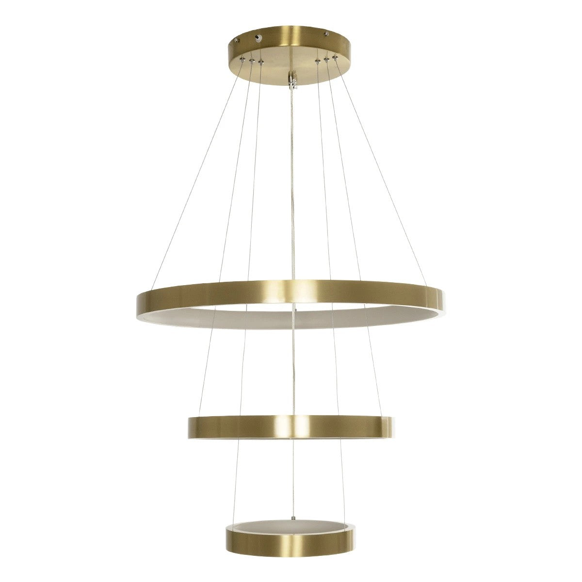 NEMESIS TRIO 61169-DECO Μοντέρνο Κρεμαστό Φωτιστικό Οροφής LED 100W 12123lm 360° AC 220-240V IP20 Ρυθμιζόμενο Λευκό CCT με Χειριστήριο από 2700K έως 6000K Dimmable - Lumileds SMD Chip - Χρυσό Βούρτσας - Μ60 x Π60 x Υ60