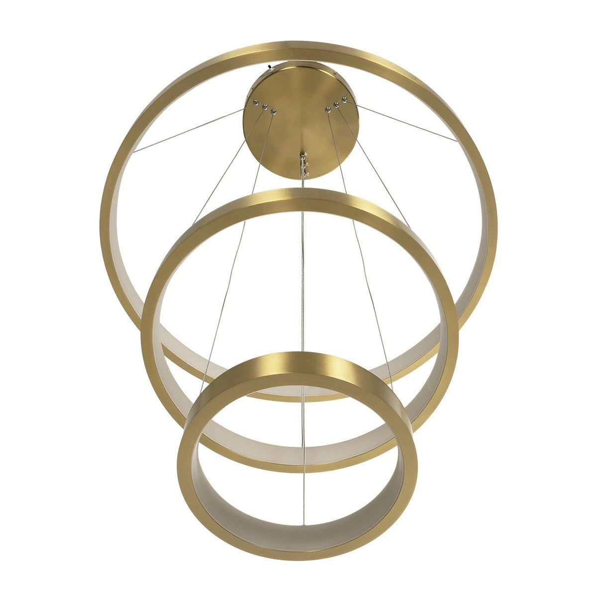 NEMESIS TRIO 61169-DECO Μοντέρνο Κρεμαστό Φωτιστικό Οροφής LED 100W 12123lm 360° AC 220-240V IP20 Ρυθμιζόμενο Λευκό CCT με Χειριστήριο από 2700K έως 6000K Dimmable - Lumileds SMD Chip - Χρυσό Βούρτσας - Μ60 x Π60 x Υ60