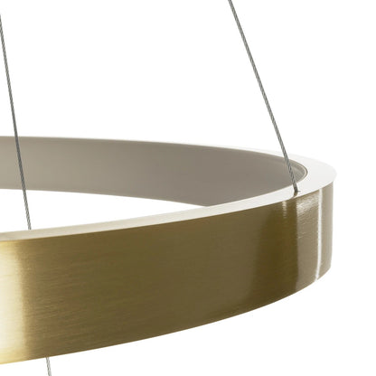 NEMESIS TRIO 61169-DECO Μοντέρνο Κρεμαστό Φωτιστικό Οροφής LED 100W 12123lm 360° AC 220-240V IP20 Ρυθμιζόμενο Λευκό CCT με Χειριστήριο από 2700K έως 6000K Dimmable - Lumileds SMD Chip - Χρυσό Βούρτσας - Μ60 x Π60 x Υ60